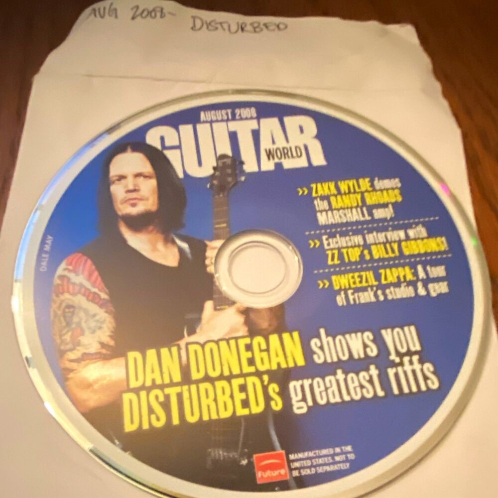 Guitar World Aug 2008 CDROM Dan Donegan Disturbed ZZ Top Wylde Rhodes Zappa